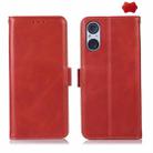 For Sony Xperia 5 V Crazy Horse Top Layer Cowhide Leather Phone Case(Red) - 1