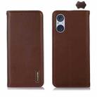 For Sony Xperia 5 V KHAZNEH Nappa Top Layer Cowhide Leather Phone Case(Brown) - 1