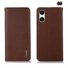 For Sony Xperia 10 VI KHAZNEH Nappa Top Layer Cowhide Leather Phone Case(Brown) - 1