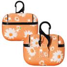 For AirPods Pro PC + PU Glitter Daisy Pattern Earphone Protective Case with Hook(Orange) - 1