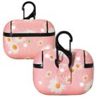 For AirPods Pro PC + PU Glitter Daisy Pattern Earphone Protective Case with Hook(Pink) - 1
