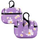 For AirPods Pro PC + PU Glitter Daisy Pattern Earphone Protective Case with Hook(Purple) - 1