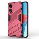 For OPPO A78 4G Punk Armor 2 in 1 PC + TPU Phone Case with Holder(Light Red) - 1