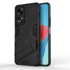 For OPPO A58 4G Global Punk Armor 2 in 1 PC + TPU Phone Case with Holder(Black) - 1