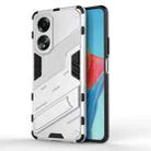 For OPPO A58 4G Global Punk Armor 2 in 1 PC + TPU Phone Case with Holder(White) - 1