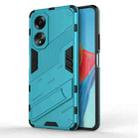 For OPPO A58 4G Global Punk Armor 2 in 1 PC + TPU Phone Case with Holder(Blue) - 1