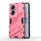 For OPPO Reno11 F 5G Global Punk Armor 2 in 1 PC + TPU Phone Case with Holder(Light Red) - 1