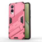 For OPPO K12x Punk Armor 2 in 1 PC + TPU Phone Case with Holder(Light Red) - 1