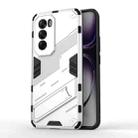 For OPPO Reno12 Global Punk Armor 2 in 1 PC + TPU Phone Case with Holder(White) - 1