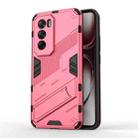 For OPPO Reno12 Pro Global Punk Armor 2 in 1 PC + TPU Phone Case with Holder(Light Red) - 1