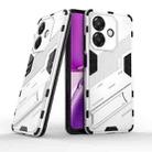 For OPPO A3X 5G India Punk Armor 2 in 1 PC + TPU Phone Case with Holder(White) - 1