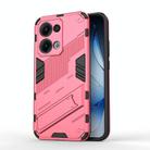 For OPPO Reno13 5G Global Punk Armor 2 in 1 PC + TPU Phone Case with Holder(Light Red) - 1