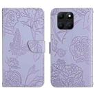 For Honor X6A HT03 Skin Feel Butterfly Embossed Flip Leather Phone Case(Purple) - 1