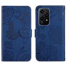 For Honor 200 Lite Global HT03 Skin Feel Butterfly Embossed Flip Leather Phone Case(Blue) - 1