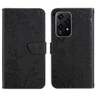 For Honor 200 Lite HT03 Skin Feel Butterfly Embossed Flip Leather Phone Case(Black) - 1