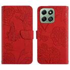 For Honor X6b HT03 Skin Feel Butterfly Embossed Flip Leather Phone Case(Red) - 1