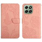 For Honor X6b HT03 Skin Feel Butterfly Embossed Flip Leather Phone Case(Pink) - 1