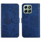 For Honor X6b HT03 Skin Feel Butterfly Embossed Flip Leather Phone Case(Blue) - 1