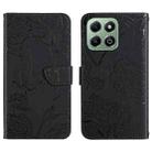 For Honor X6b HT03 Skin Feel Butterfly Embossed Flip Leather Phone Case(Black) - 1