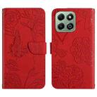 For Honor 200 Smart Global HT03 Skin Feel Butterfly Embossed Flip Leather Phone Case(Red) - 1