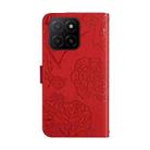 For Honor X5b 4G / X5b Plus 4G HT03 Skin Feel Butterfly Embossed Flip Leather Phone Case(Red) - 3