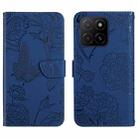 For Honor X5b 4G / X5b Plus 4G HT03 Skin Feel Butterfly Embossed Flip Leather Phone Case(Blue) - 1