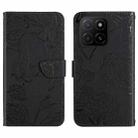 For Honor X5b 4G / X5b Plus 4G HT03 Skin Feel Butterfly Embossed Flip Leather Phone Case(Black) - 1