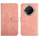 For Honor X9c HT03 Skin Feel Butterfly Embossed Flip Leather Phone Case(Pink) - 1