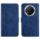 For Honor X9c HT03 Skin Feel Butterfly Embossed Flip Leather Phone Case(Blue) - 1