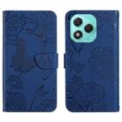 For Honor 400 Lite Global HT03 Skin Feel Butterfly Embossed Flip Leather Phone Case(Blue) - 1