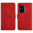 For Honor 400 Pro Global 160.8mm HT03 Skin Feel Butterfly Embossed Flip Leather Phone Case(Red) - 1