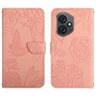 For Honor 400 Global 156.5mm HT03 Skin Feel Butterfly Embossed Flip Leather Phone Case(Pink) - 1