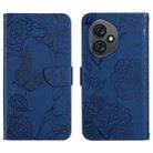 For Honor 400 Global 156.5mm HT03 Skin Feel Butterfly Embossed Flip Leather Phone Case(Blue) - 1