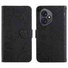 For Honor 400 Global 156.5mm HT03 Skin Feel Butterfly Embossed Flip Leather Phone Case(Black) - 1