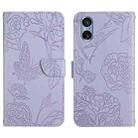 For Sony Xperia 5 V HT03 Skin Feel Butterfly Embossed Flip Leather Phone Case(Purple) - 1