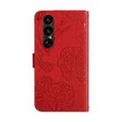 For Sony Xperia 1 VII HT03 Skin Feel Butterfly Embossed Flip Leather Phone Case(Red) - 3