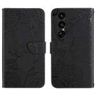 For Sony Xperia 1 VII HT03 Skin Feel Butterfly Embossed Flip Leather Phone Case(Black) - 1