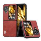For OPPO Find N3 Flip ABEEL Two-color Calf Texture PU Phone Case(Red) - 1