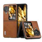 For OPPO Find N3 Flip ABEEL Two-color Calf Texture PU Phone Case(Brown) - 1