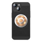 For iPhone 14 Plus Honeycomb Hole Copper Cooling Phone Case with Lens Film(Black) - 1