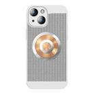 For iPhone 14 Plus Honeycomb Hole Copper Cooling Phone Case with Lens Film(Silver) - 1