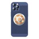 For iPhone 14 Pro Honeycomb Hole Copper Cooling Phone Case with Lens Film(Blue) - 1