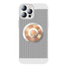 For iPhone 14 Pro Honeycomb Hole Copper Cooling Phone Case with Lens Film(Silver) - 1