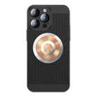 For iPhone 14 Pro Max Honeycomb Hole Copper Cooling Phone Case with Lens Film(Black) - 1