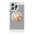 For iPhone 14 Pro Max Honeycomb Hole Copper Cooling Phone Case with Lens Film(Silver) - 1