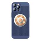 For iPhone 13 Pro Max Honeycomb Hole Copper Cooling Phone Case with Lens Film(Blue) - 1