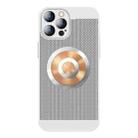 For iPhone 13 Pro Max Honeycomb Hole Copper Cooling Phone Case with Lens Film(Silver) - 1