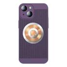 For iPhone 13 Honeycomb Hole Copper Cooling Phone Case with Lens Film(Purple) - 1