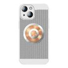 For iPhone 13 Honeycomb Hole Copper Cooling Phone Case with Lens Film(Silver) - 1