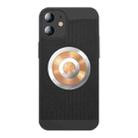 For iPhone 12 Honeycomb Hole Copper Cooling Phone Case with Lens Film(Black) - 1